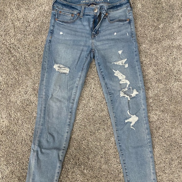 Light blue distressed jeans - worn twice - 8regular - Picture 1 of 2